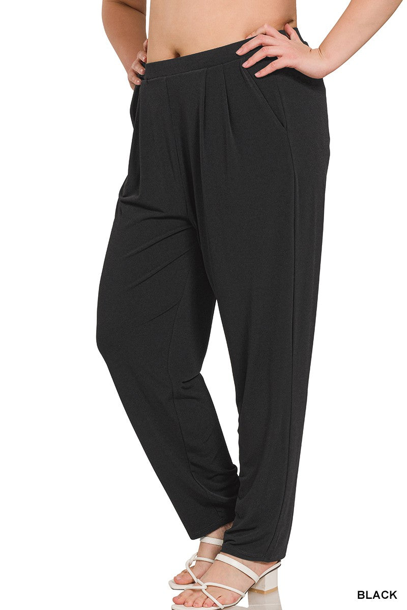 Plus ITY Pleated Waist Pants with Side Pockets