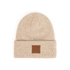 C.C Heather Knit Suede Patch Beanie Winter Hat