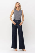 Judy Blue High Waist Rinse Wash Geometric Embroidery Wide Leg Jean