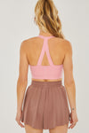 Activewear Crop Halter Back Detail Top