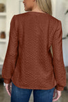 Textured Round Neck Long Sleeve Sweatshirt