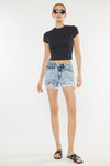 High Rise Mom Acid Denim Shorts