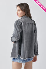 Plus Size Risen Stretchy Denim Shacket