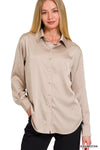 Satin Charmeuse Button Front Shirt