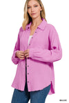 Double Gauze Oversized Raw Edge Shirt
