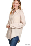 Double Gauze Oversized Raw Edge Shirt