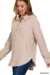 Double Gauze Oversized Raw Edge Shirt