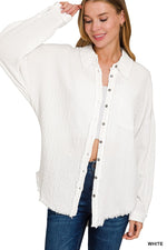 Double Gauze Oversized Raw Edge Shirt