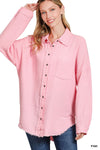Double Gauze Oversized Raw Edge Shirt