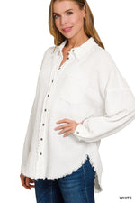 Double Gauze Oversized Raw Edge Shirt