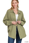 Double Gauze Oversized Raw Edge Shirt