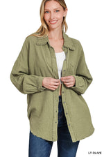 Double Gauze Oversized Raw Edge Shirt