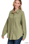 Double Gauze Oversized Raw Edge Shirt