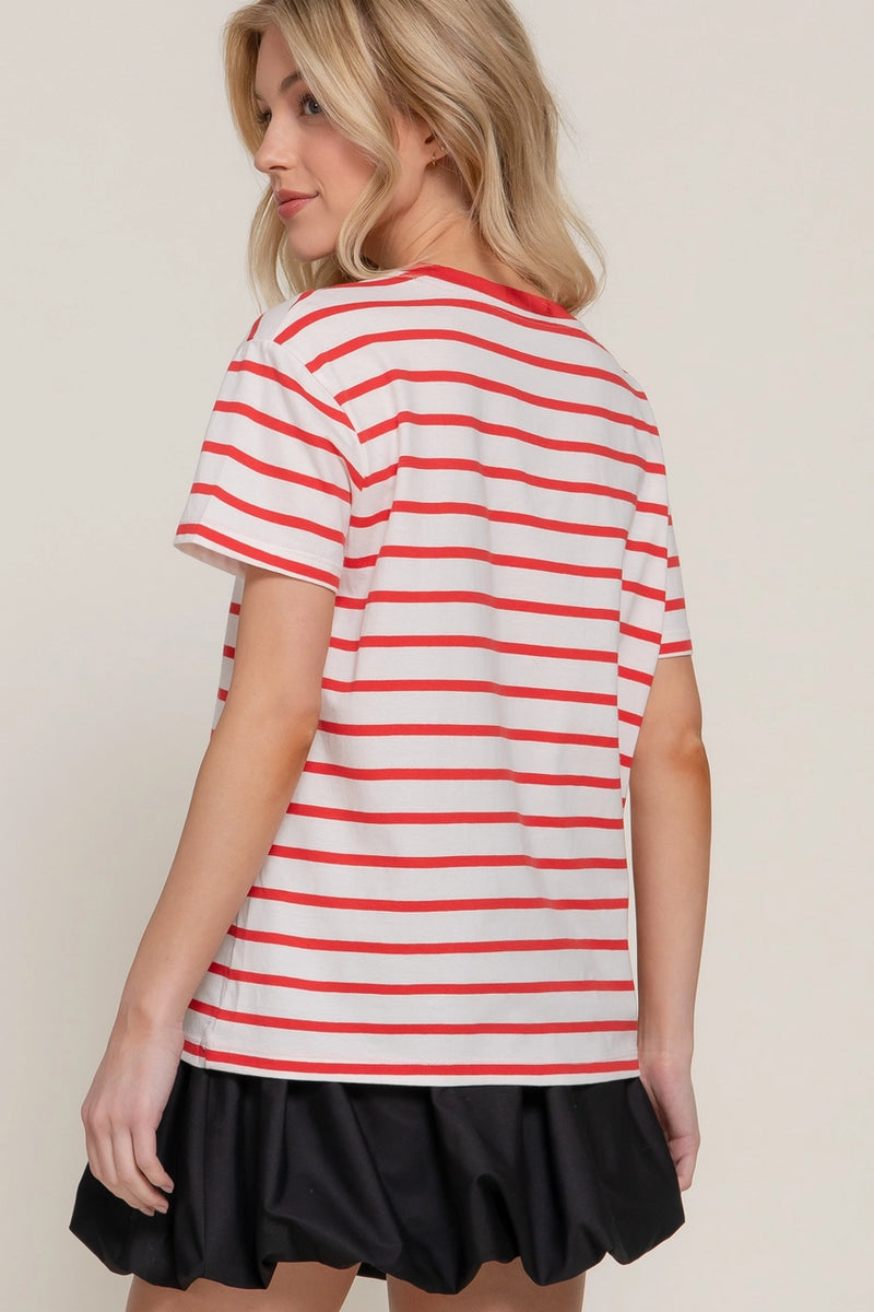 Short Sleeve Crew Neck Stripe Oversize T-Shirt