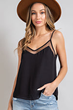 V-Neck Mesh Trim Tank Top