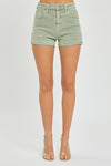 Risen Olive High Rise Cuffed Shorts