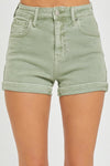 Risen Olive High Rise Cuffed Shorts