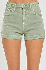 Risen Olive High Rise Cuffed Shorts