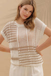 Multi Stripe Sheer Crochet Knit Top