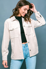 Corduroy Button Down Jacket with Pockets