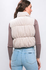 Corduroy Zip Up Puffer Vest