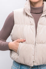 Corduroy Zip Up Puffer Vest
