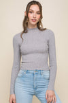 Mock Neck Ribbed Long Sleeve Sweater Top