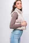 Corduroy Zip Up Puffer Vest with Pockets