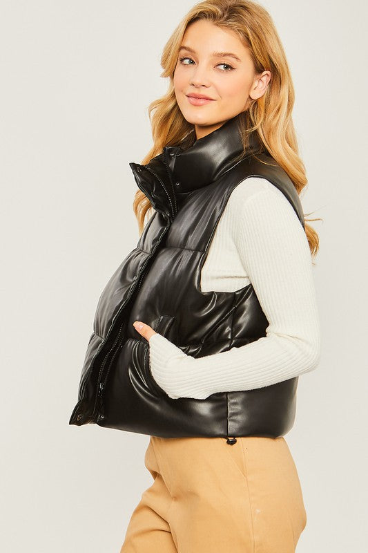 Pu Faux Leather Padded Vest