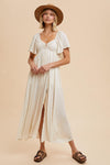 Linen Tencel Flutter Sleeve Maxi Dress