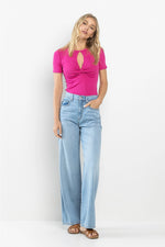 Sneak Peek High Rise Wide Leg Jeans in Medium Light