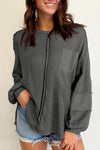 Exposed Seam Round Neck Long Sleeve Sweatshirt