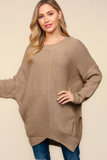 Side Slit Texture Asymmetric Sweater