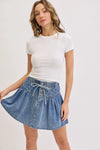 High-Rise, A-Line Denim Skirt