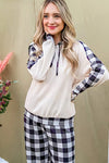 Drawstring Hooded Top and Plaid Pants Lounge Set