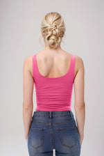 Double Scoop Neck Double Layered Crop Tank Top