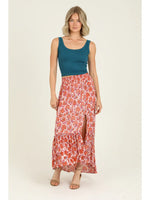 Smocked Waist Maxi Skirt with Slit