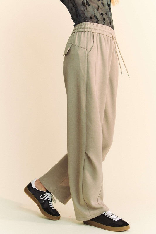 Drawstring Wide Leg Sweatpants