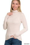 Ribbed Turtle Neck Long Sleeve Top