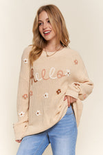 Hello Flower Embroidery Sweater