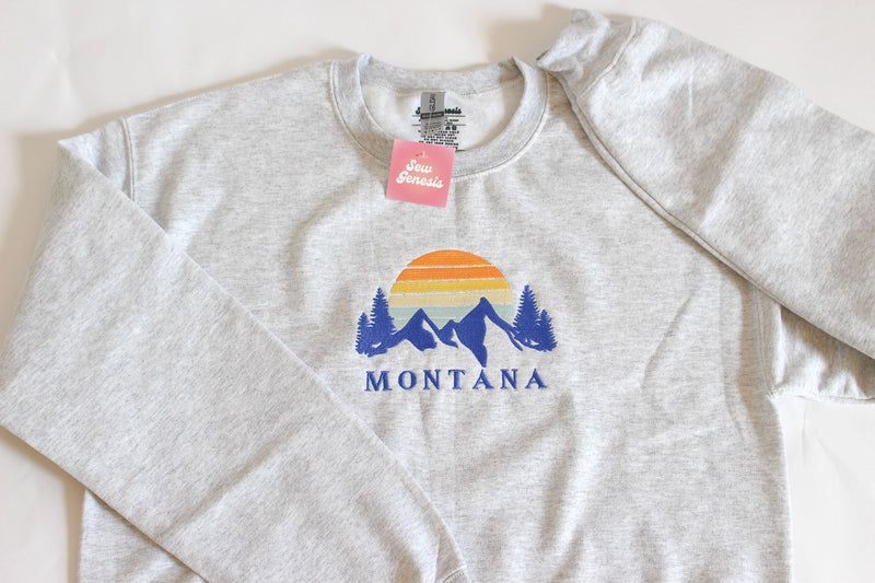 Montana Sunset Embroidered Crewneck
