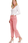 Acid Washed High Waist Frayed Hem Pants