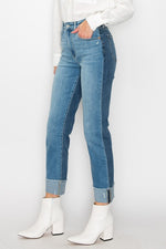 Colorblock High Rise Straight Jeans