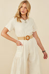 Patch Pocket Wide Leg Textured Jumpsuit