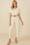 Patch Pocket Wide Leg Textured Jumpsuit