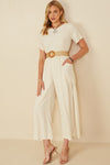 Patch Pocket Wide Leg Textured Jumpsuit