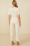 Patch Pocket Wide Leg Textured Jumpsuit