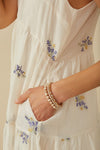 Ditsy Floral Embroidered V-Neck Tiered Dress