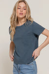 Short Sleeve Garment Dye Knit Top
