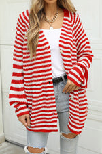 Striped Button Up Long Sleeve Cardigan